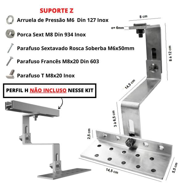 Imagem de Kit Estrutura Suporte Fixador 06 Placas Painel Solar