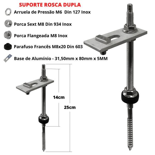 Imagem de Kit Estrutura Suporte Fixador 07 Placas Solar Alumínio E