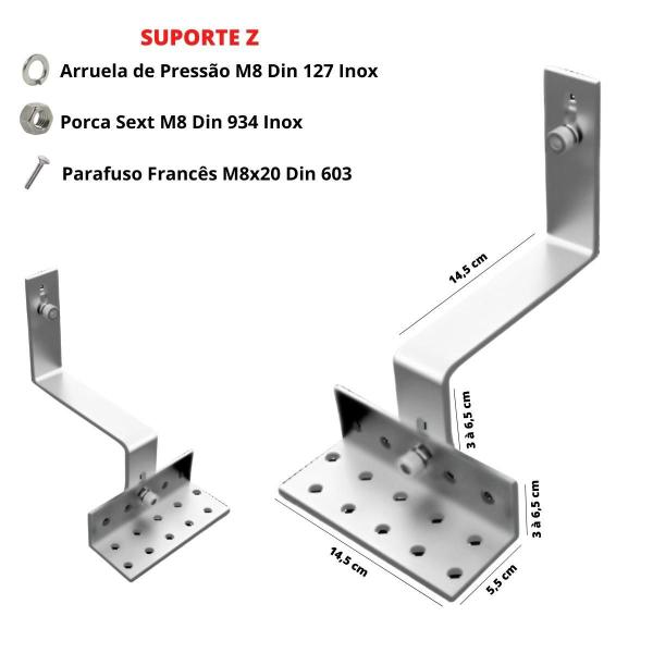 Imagem de Kit Estrutura Suporte Linha C 02 Placas Solar Telha Colonial