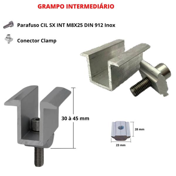 Imagem de Kit Estrutura Suporte Linha C 04 Placas Solar Viga Metálica