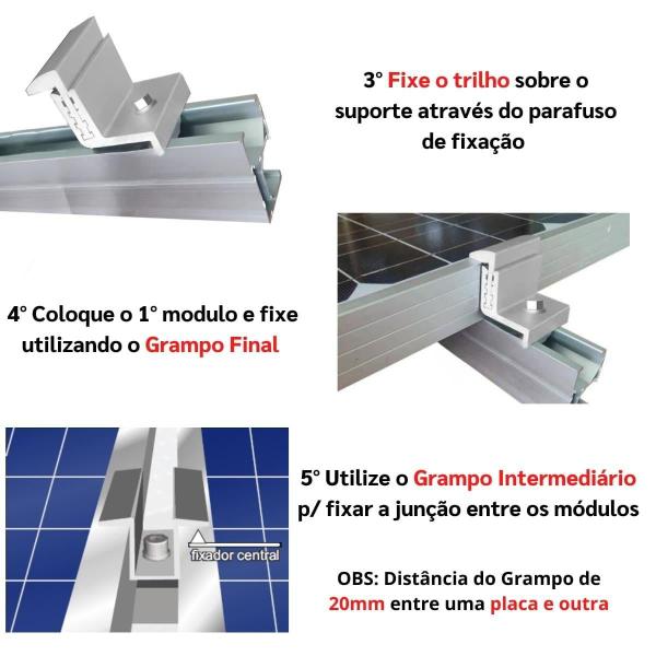 Imagem de Kit Estrutura Suporte Linha C 06 Placas Solar Telha Colonial