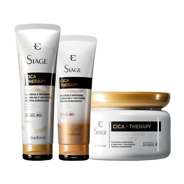 Kit Eudora Siáge Cica Therapy - Shampoo e Condicionador e Máscara Kit Eudora Siáge Cica Therapy - Shampoo e Condicionador e Máscara
