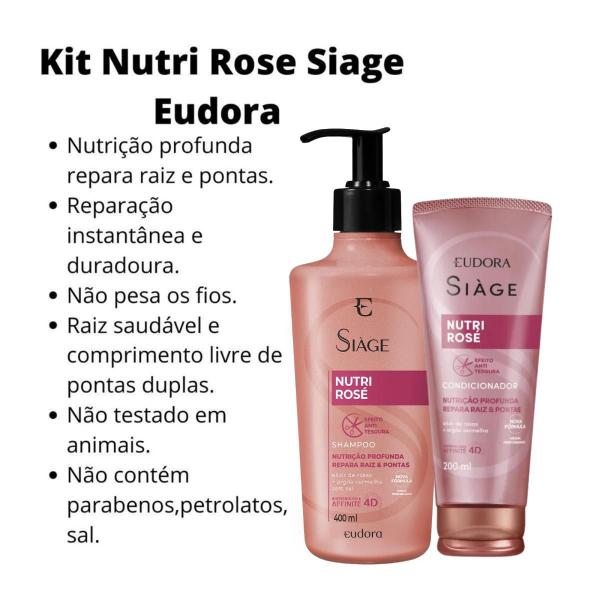 Imagem de Kit Eudora Siàge Nutri Rosé Shampoo 400ml + Condicionador 200ml