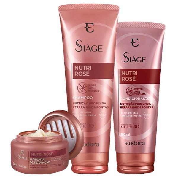 Imagem de Kit Eudora Siàge Nutri Rose Shampoo Condicionador Máscara