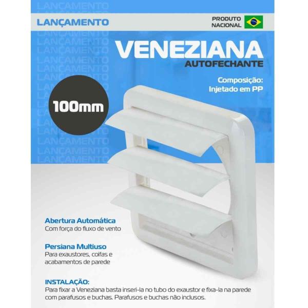 Imagem de Kit Exaustor Banheiro 15Cm C/ Veneziana Grade Anti Inseto