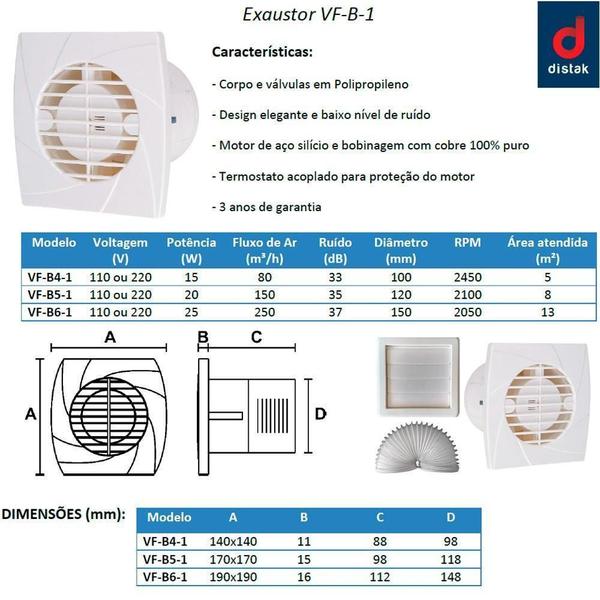 Imagem de Kit Exaustor De Banheiro Completo 120Mm 20W 110V Distak