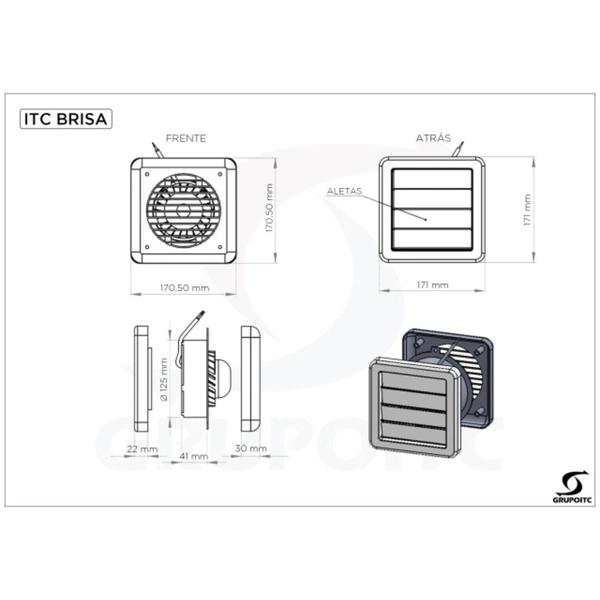 Imagem de Kit Exaustor Itc Brisa Com Adaptador + Duto 125mm 80cm