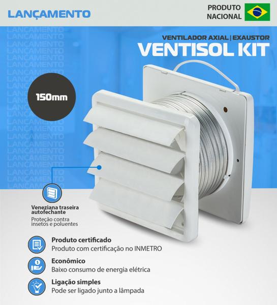 Imagem de Kit Exaustor Ventilador para Banheiro Axial - VENTISOL