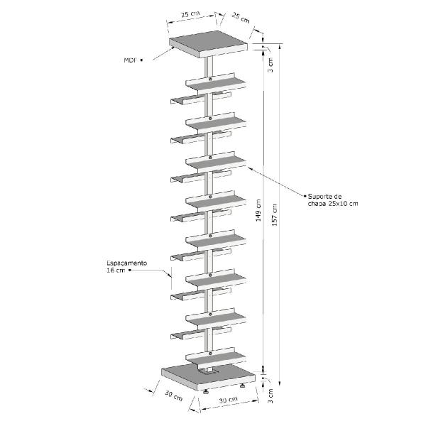 Imagem de Kit Expositor de Calçados com 1 Coluna e 15 Suportes Chapa Screw Comac