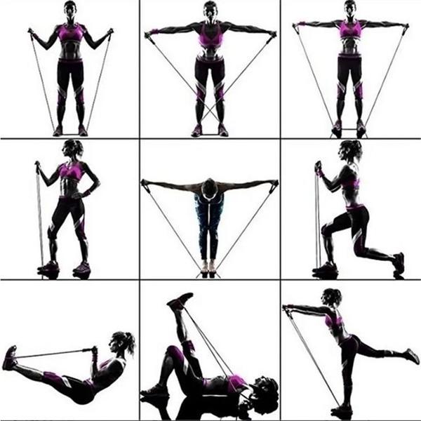 Imagem de Kit Extensor Elástico 11 Peças Exercício Fitness Pi