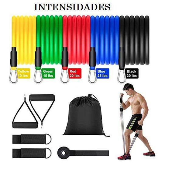 Imagem de Kit Extensor Elastico Para Treino Exercicios Academia Yoga - Fitness