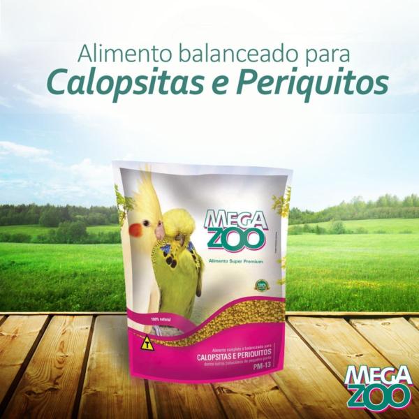 Imagem de Kit Extrusada Pm13 Megazoo Calopsita e Periquito 350g + Farinhada R.A Criador Parrots 400g - Reino das Aves