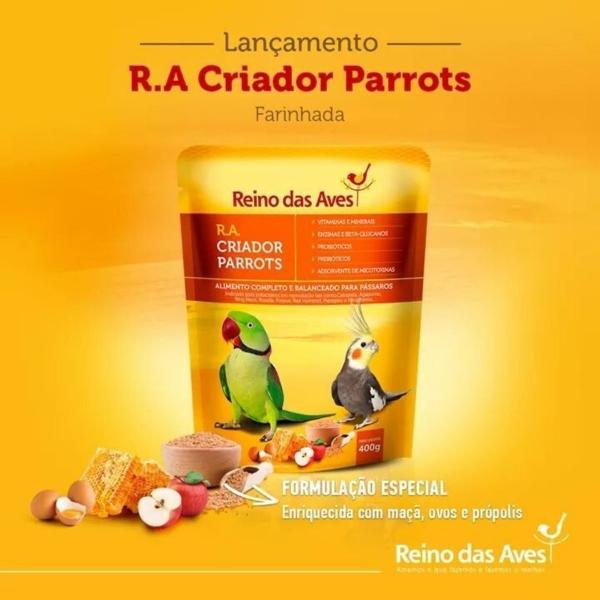 Imagem de Kit Extrusada Pm13 Megazoo Calopsita e Periquito 350g + Farinhada R.A Criador Parrots 400g - Reino das Aves