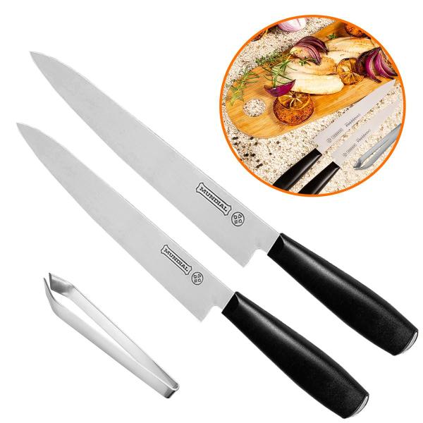 Imagem de Kit Faca Sushi Sashimi Japonesa de 8 e 10 Pol Inox Yo Yanagiba + Pinça limpa Peixe Mundial