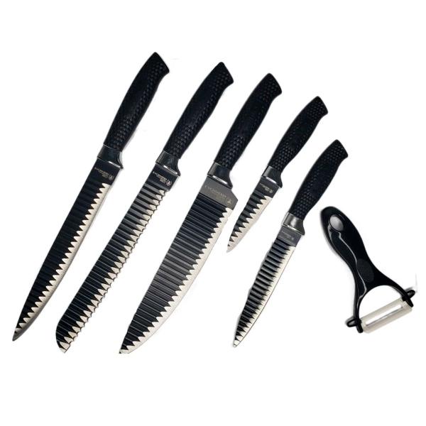 Kit Facas Cozinha Churrasco 6 Peças Antiaderente Fio Navalha - GENZO Imagem de Kit Facas Cozinha Churrasco 6 Peças Antiaderente Fio Navalha