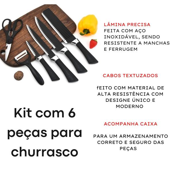 Imagem de Kit Facas Cozinha Jogo 6 Peças Tesoura Descascador Conjunto