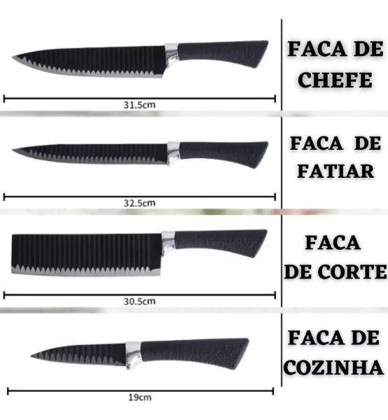 Imagem de Kit Facas De Churrasco Antiaderente Corte Navalha