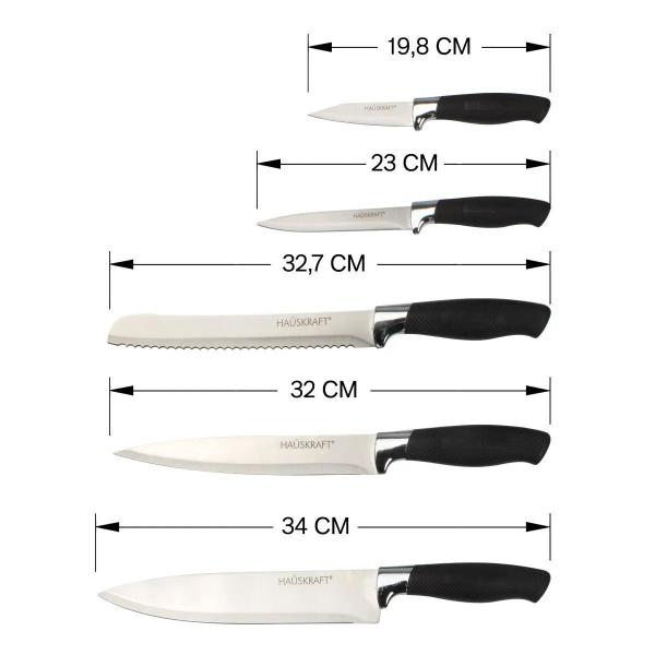 Imagem de Kit Facas E Cepo Gc Oval Black 6 Pçs Facas Profissionais Útil