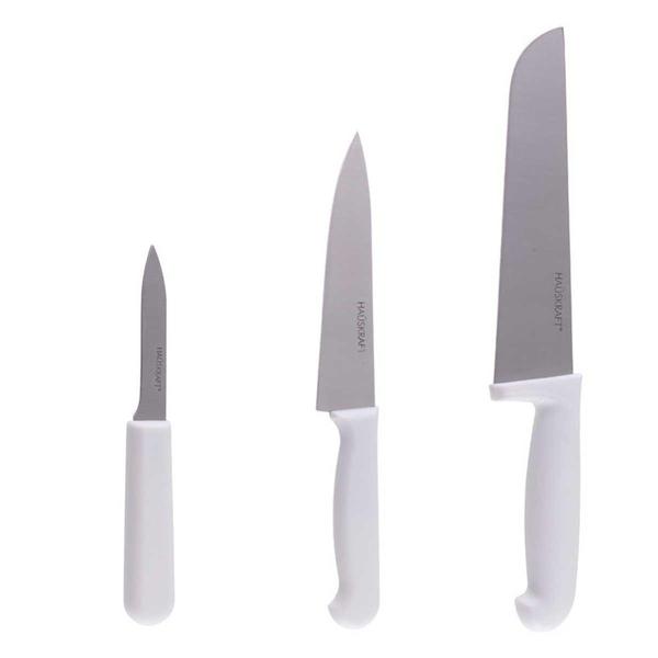 Imagem de Kit Facas para Cozinha  Faca Carne 8" Faca Cozinha 6" e Faca Legumes 3" Hauskra FCH-J307 - Haüskraft