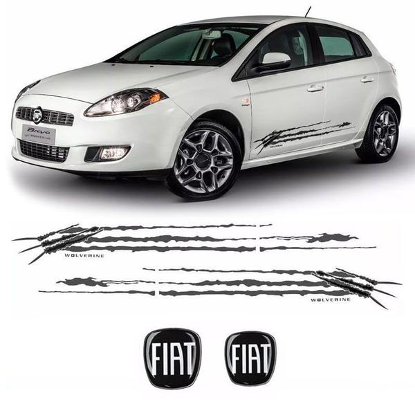 Imagem de Kit Faixa Bravo Wolverine 14/16 Grafite + Emblema Fiat Black