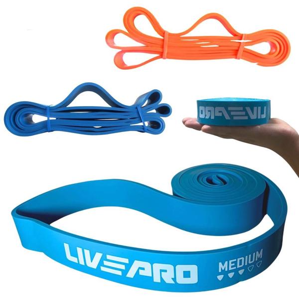 Imagem de Kit Faixa Elastica Super Band Intensidade Forte + Media + Leve Liveup  Liveup Sports 