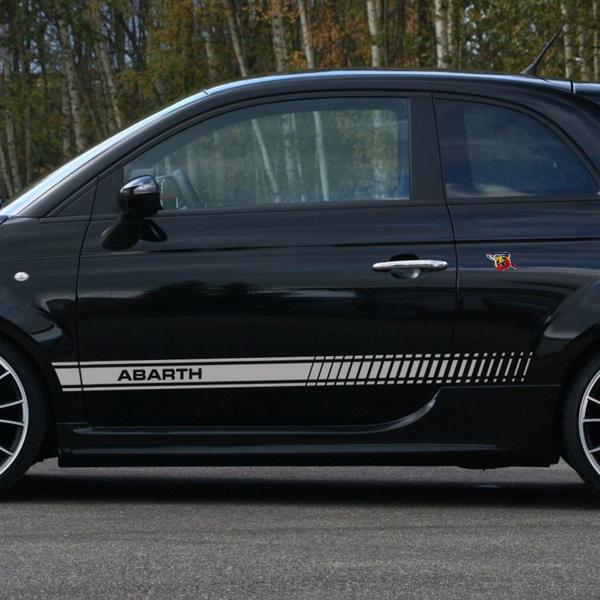 Imagem de Kit Faixa Fiat 500 Abarth Adesivo Cinza + Emblema Lateral