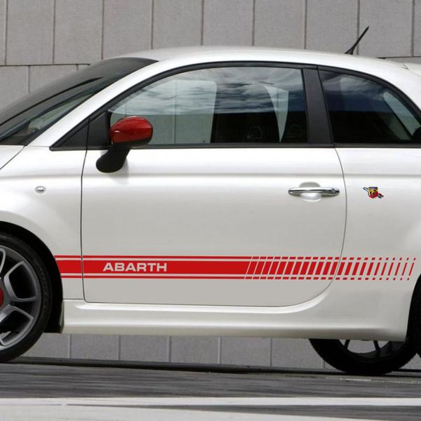 Imagem de Kit Faixa Fiat 500 Abarth Adesivo Vermelho + Emblema Lateral