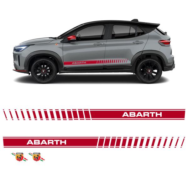 Imagem de Kit Faixa Fiat Pulse Abarth 2023 Adesivo Vermelho + Emblemas