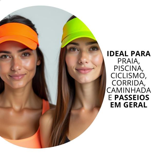 Imagem de Kit Faixa Headband e Viseira Neon Fluorescente Anti Suor Cabelo Testeira