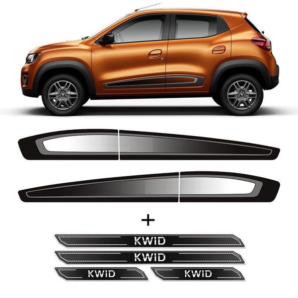 Kit Faixa Lateral Kwid Modelo Original + Soleira Protetora - SPORTINOX Imagem de Kit Faixa Lateral Kwid Modelo Original + Soleira Protetora