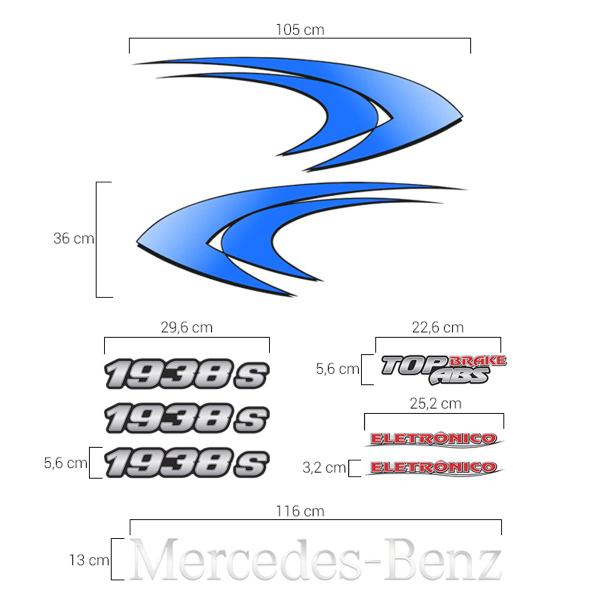 Imagem de Kit Faixa Lateral MB 1938 S + Adesivo Testeira + Emblemas