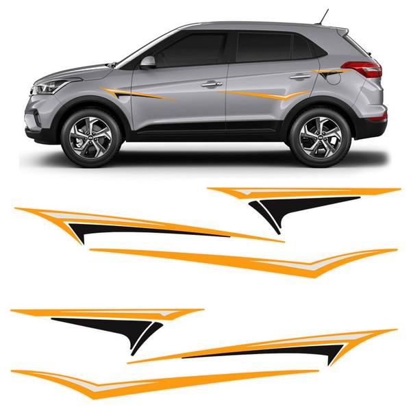 Imagem de Kit Faixa Lateral Suv Flechas Adesivo Universal Laranja