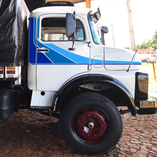 Imagem de Kit Faixa Mercedes Benz 1113 1114 Padrão 1987 Adesivo Azul