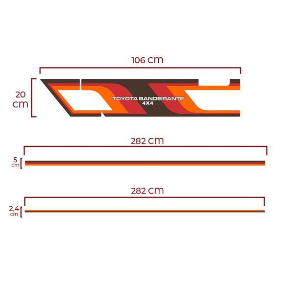 Imagem de Kit Faixa Toyota Bandeirante 4x4 Adesivo Lateral Completo V