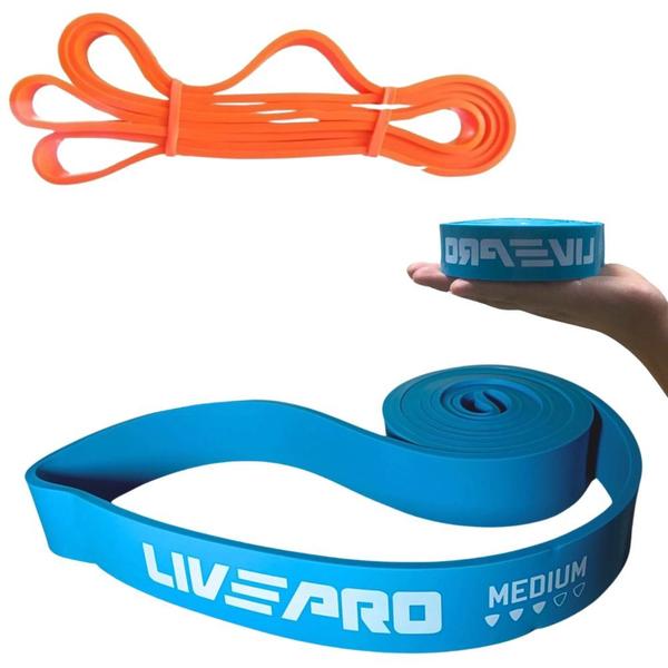 Imagem de Kit Faixas Elastica Super Band Intensidade Media + Leve Liveup  Liveup Sports 