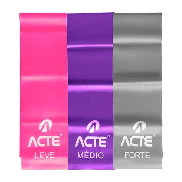 Imagem de Kit Faixas em Látex Band 3 Intensidades -Leve -Médio -Difícil - Rosa Roxo Cinza -T13-R