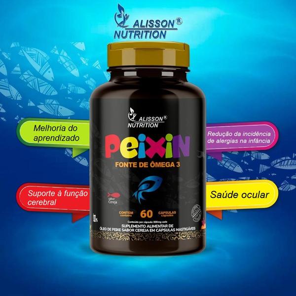 Imagem de Kit Familia Omega-3 Essence Omega 3 6 9 Femme Peixin Kids 3x60 Cápsulas softgels Alisson Nutrition