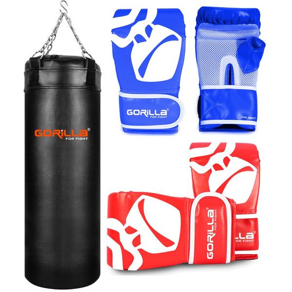 Imagem de Kit Família Saco De Pancada Boxe 70 cm + Luva Pro Adulta + Luva Infantil Gorilla Boxe Muay Thai