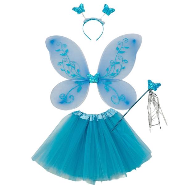 Imagem de Kit Fantasia Fada Fadinha Borboleta Infantil Saia Tutu Asa Tiara Varinha