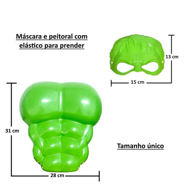Kit Fantasia Infantil Máscara e Peitoral Super Herói Hul Verde - Master Toy Imagem de Kit Fantasia Infantil Máscara e Peitoral Super Herói Hul Verde