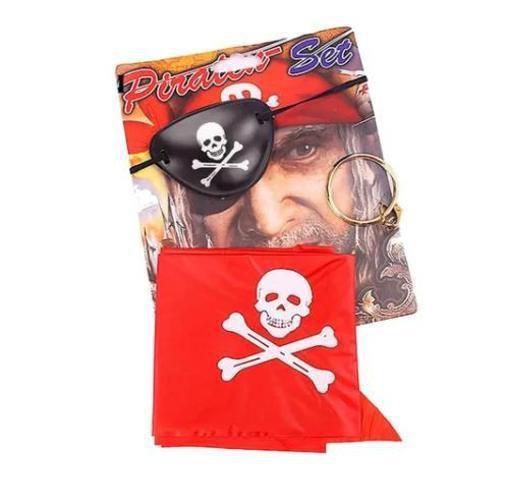 Imagem de Kit Fantasia Pirata Com Tapa Olho, Brinco E Bandana