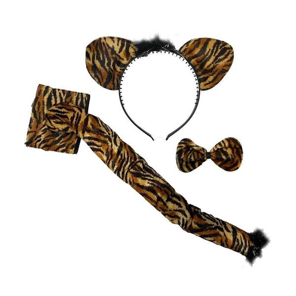 Imagem de Kit Fantasia Tigre Tiara, Rabo E Gravata Fantasia Halloween