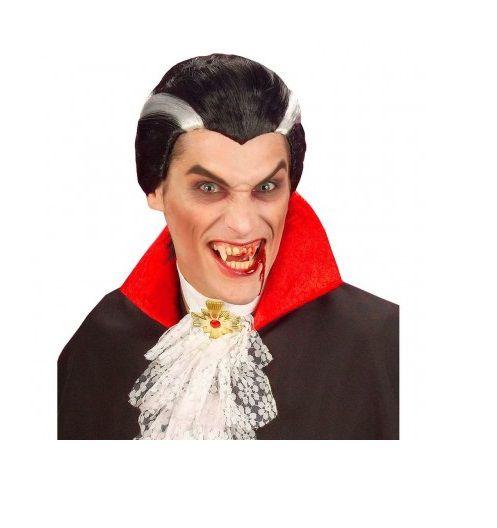 Imagem de Kit fantasia Vampiro Drácula Peruca,Capa e Dente de resina