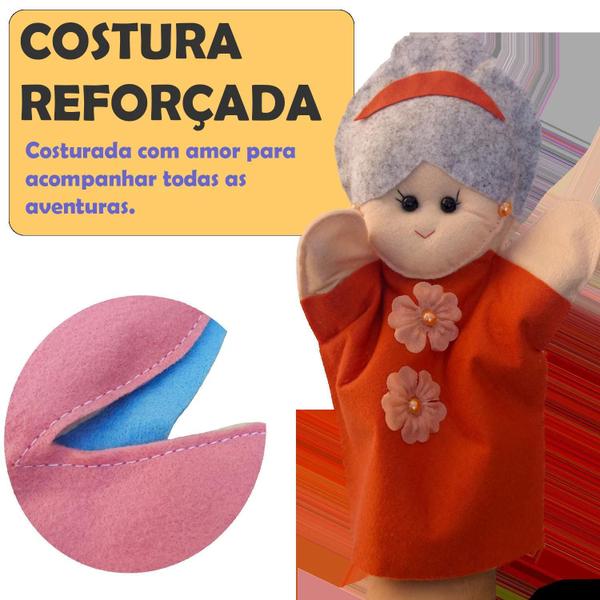 Imagem de Kit Fantoche Família Terapeutica Branca 7 Peças Feltro