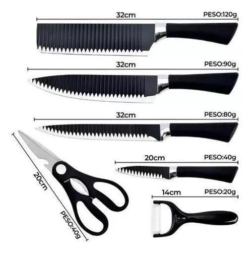 Kit Faqueiro 6 Peças Inox: Facas Que Facilitam Sua Vida Na - MR Imagem de Kit Faqueiro 6 Peças Inox: Facas Que Facilitam Sua Vida Na