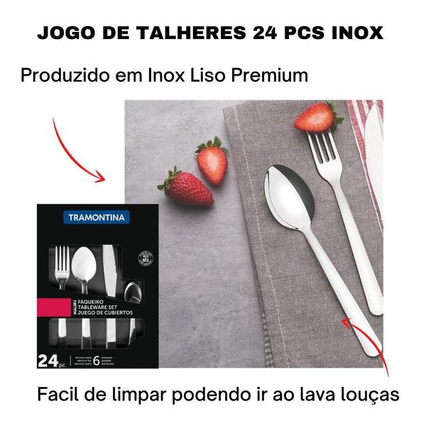 Imagem de Kit Faqueiro Tramontina Malibu Jogo Talheres Inox 48 Peças