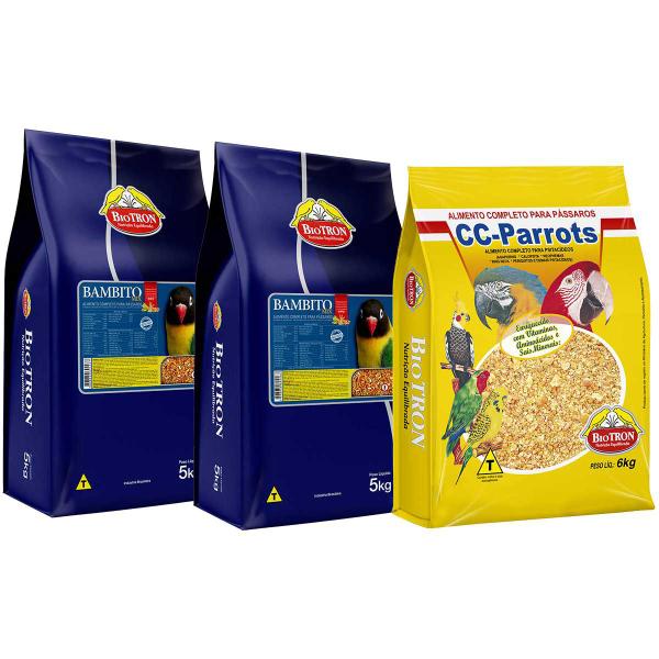 Imagem de Kit Farinhada CC Parrots 6kg + 2 Biotron Bambito Mix 5kg Mix Sementes com Ração Calopsita Agaporne