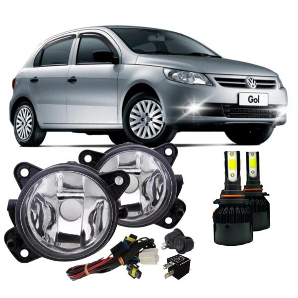 Imagem de Kit farol auxiliar gol g5 2008 ate 2013 vidro e super led