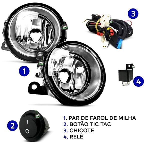 Imagem de Kit Farol Auxiliar Milha Argo/Cronos 2017 2018 2019 2020 2021 2022 Mobi 2016 Em Diante Botao Tic Tac