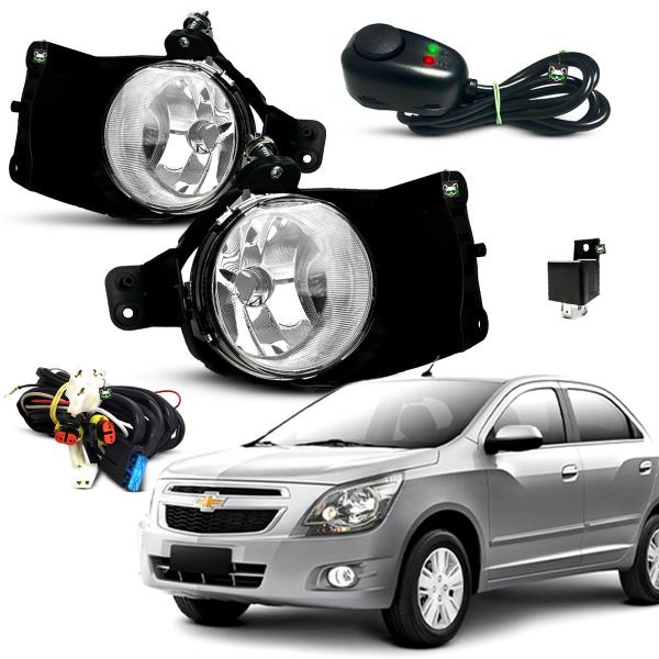 Imagem de Kit Farol Auxiliar Milha Cobalt 2013 2014 2015 2016 2017 2018 2019 2020 Botao Colante